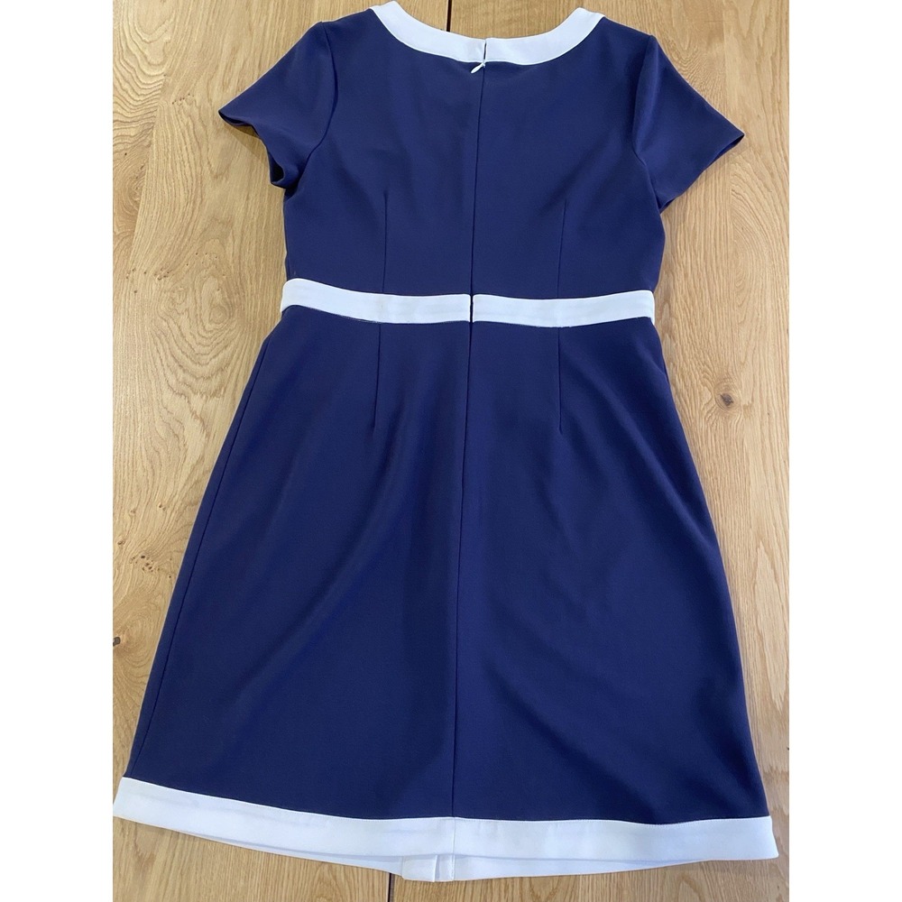 Karl Lagerfeld Paris Navy Blue White shift Dress Sz 8 50's Style Audrey Hepburn - Picture 9 of 13